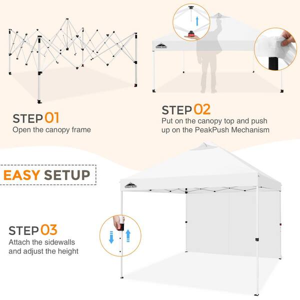 EAGLE PEAK 10 ft. x 10 ft. Commercial Ez Pop Up Canopy Tent Instant  MarketPlace Canopies, Bonus 4 Sand Bags, White MP100WO-WHT-AZ - The Home  Depot