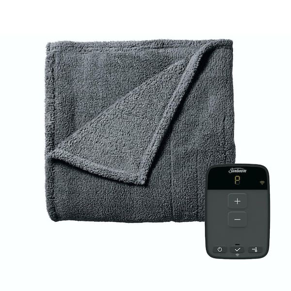 Sunbeam Slate Full Size Electric Lofttec Heated Electric Blanket with Wi-Fi Connection