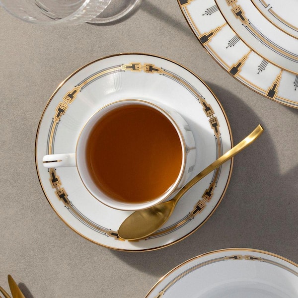 Noritake Empire Gold 8 oz. (Gold) Porcelain Teacups, (Set of 4