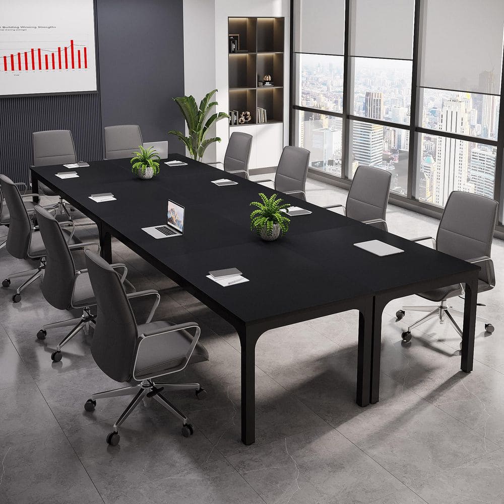 Moronia 78. 74 in. 4-Piece Black Conference Room Table, Long Office Desk, Seminar Meeting Table Desk for Boardroom