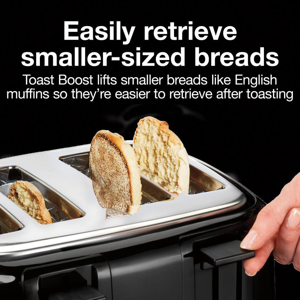 4-Slice Black Wide Slot Toaster with Crumb Tray and Automatic Shut-Off ...