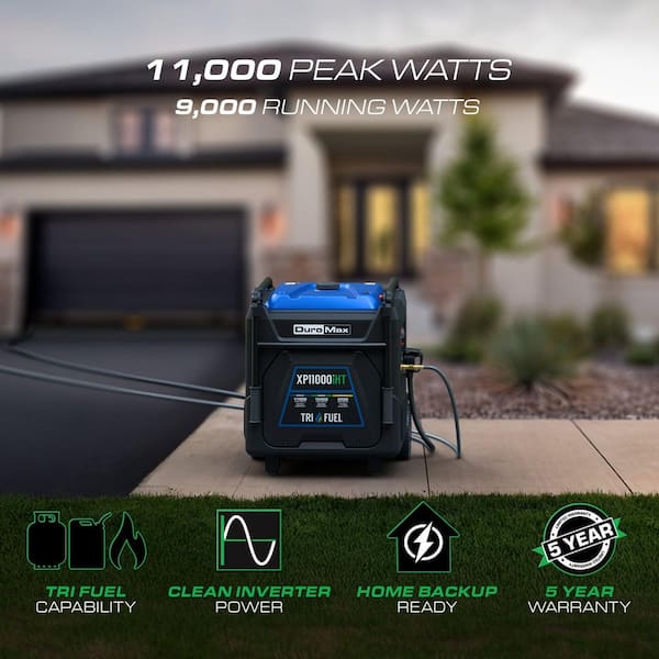 11,000 Watt Remote Start Portable Tri Fuel Home Backup Inverter Generator w/CO Alert