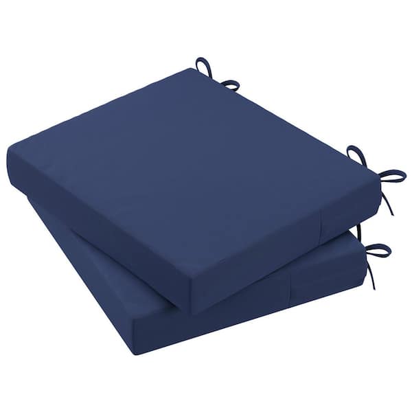 Unbranded 20 in. x 18 in. x 3 in. Outdoor Rectangular Dining Chair Seat Cushion for Patio Furniture, Navy Blue (2-Pack)