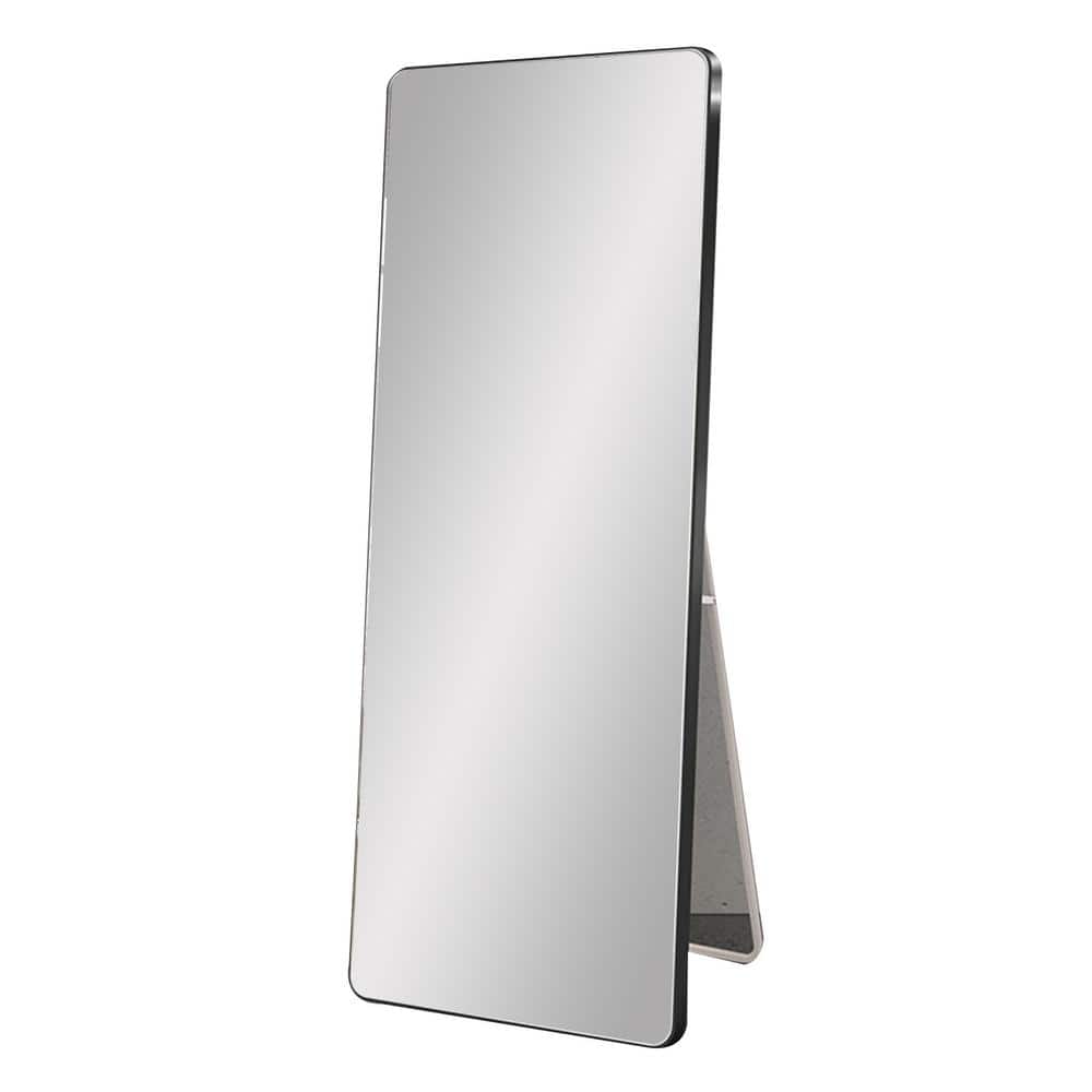 24 in. W x 65 in. H Rectangular Round Corner Framed Black Mirror