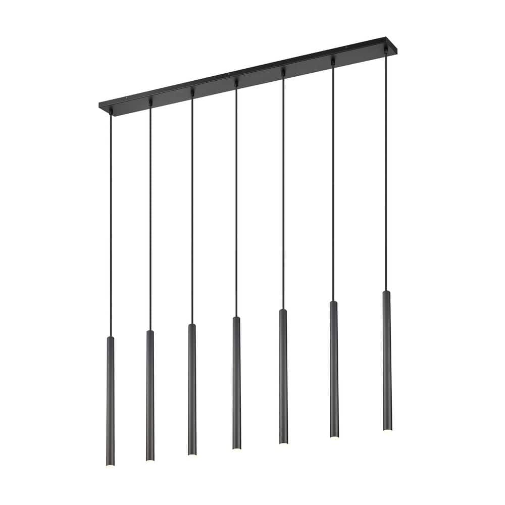 Forest 54 inch Matte Black 7 Light Integrated LED Linear Chandelier