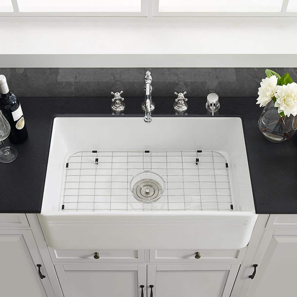 Delice 30 x 18 White Ceramic Farmhouse Kitchen Sink