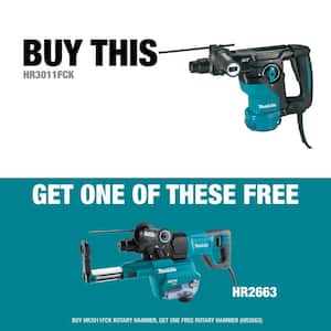 1-3/16 in. Rotary Hammer with bonus 1in. SDS-PLUS AVT Rotary Hammer, w/HEPA Dust Extractor, variable speed, case