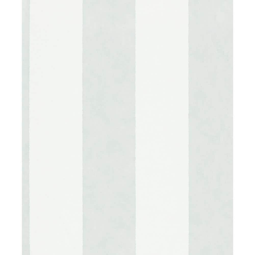 Green and White Vinyl Thick Stripe Non-Pasted Wallpaper Roll