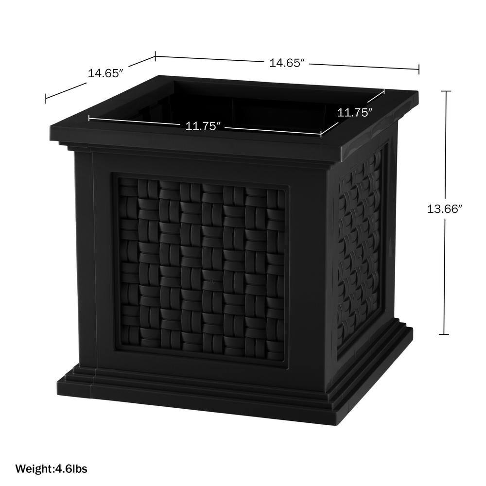 Large Black Faux Rattan Outdoor Planter Box