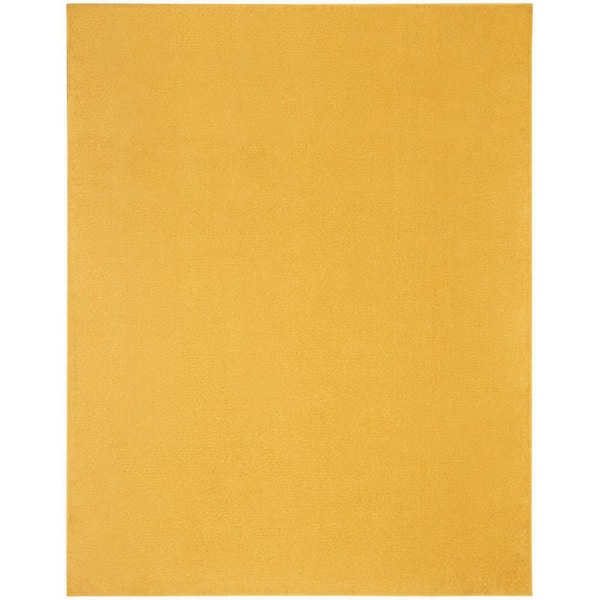 Essentials 6 ft. x 9 ft. Yellow Solid Contemporary Indoor/Outdoor Patio Area Rug
