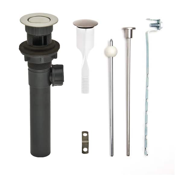 PF WaterWorks ClogFREE Never Clog Pop-Up Drain, Magnetic Stopper, Gray ABS Body w/ Overflow, 1.6-2" Sink Hole, Brushed Nickel