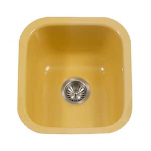 Porcela Series Undermount Porcelain Enamel Steel 16 in. Single Bowl Kitchen Sink in Lemon