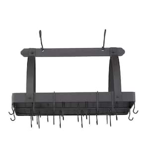 30 in. x 20.5 in. x 15.75 in. Graphite Pot Rack with Grid and 24 Hooks