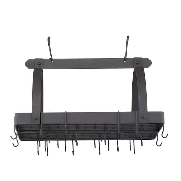 Old Dutch 30 in. x 20.5 in. x 15.75 in. Graphite Pot Rack with Grid and 24 Hooks