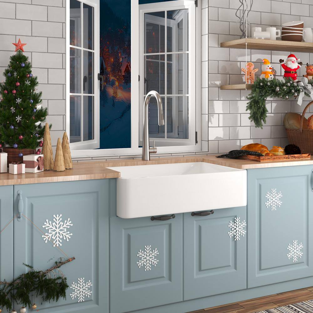 White Fireclay Farmhouse Single Bowl Kitchen Sink