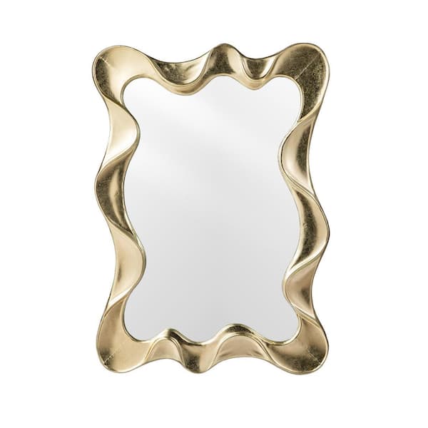 25 in. W x 34.25 in. H Modern Gold Foil Metal Frame Wavy Wall Mirror