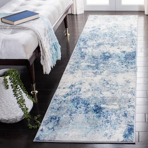 Brentwood Ivory/Navy 2 ft. x 10 ft. Abstract Runner Rug