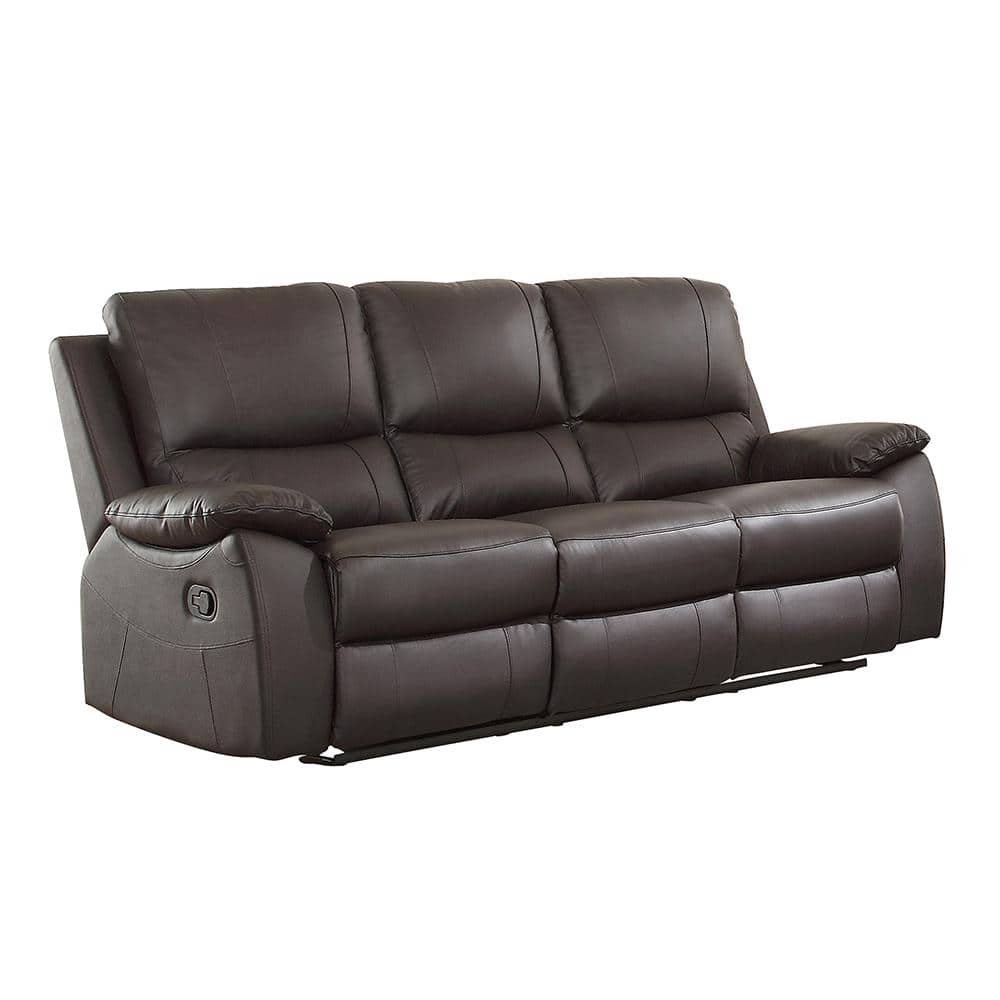 Dawson 78" Brown Faux Leather Reclining Sofa with Pillow-top Arms