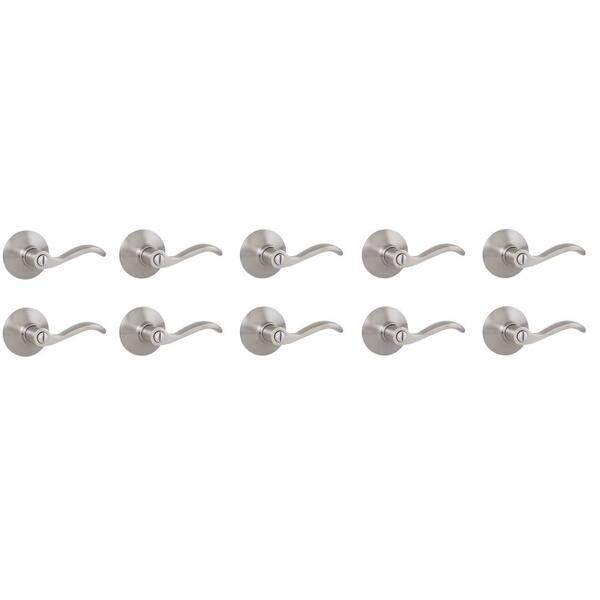 Naples Satin Nickel Bed/Bath Door Lever 10-Pack