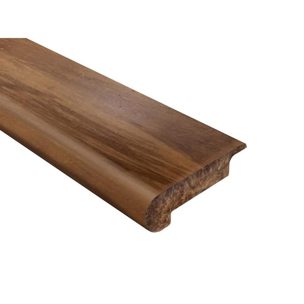 Unbranded Hand Scraped Horizontal Sepia 0.690 in. Thick x 30.25 in. Wide x 72 in. Length Bamboo Overlap Stair Nose Molding
