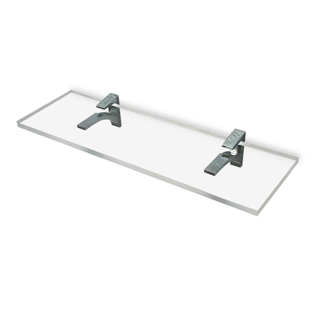 6 in. W x 0.75 in. H x 30 in. D Floating WallMount Clear Acrylic Rectangular Shelf 3/4 in. Thick with Chrome SC Brackets price history on PriceWatchPro