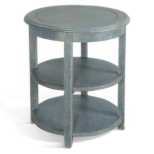 Benjara 24 in. Green Round Wooden Top End Table
