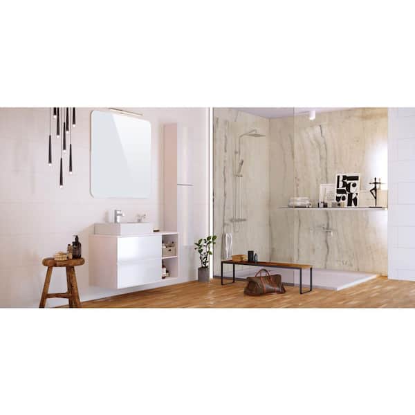 Transolid Titan 60 in. W x 96 in. H x 48 in. D 4-Piece Glue-Up Alcove Shower Wall Surround in Savanna Creme (Glossy)