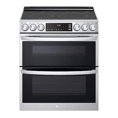 7.3 cu. ft. Smart Double Oven Slide-In Electric Range with ProBake and InstaView in PrintProof Stainless Steel