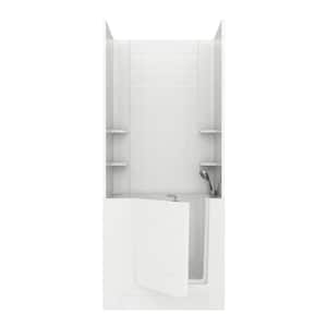 Rampart 3.3 ft. Walk-in Air Bathtub with 6 in. Tile Easy Up Adhesive Wall Surround in White