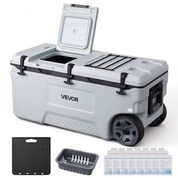 Hard Cooler, 106 qt. Portable Rolling Cooler with Wheels, Leak-Resistant Coolbox Keeps Contents Cool, Insulated Chests