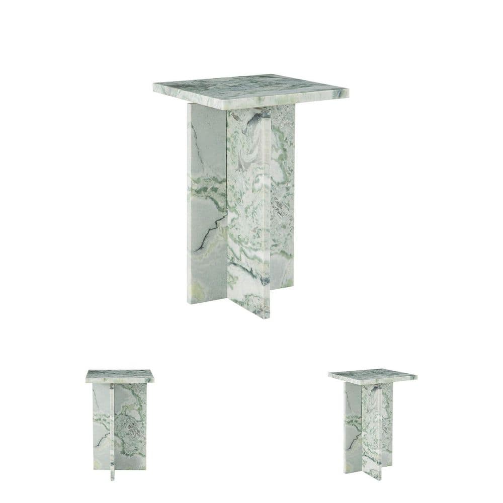Deaconwell 14 in. Green Square Marble End Table - thumbnail 7