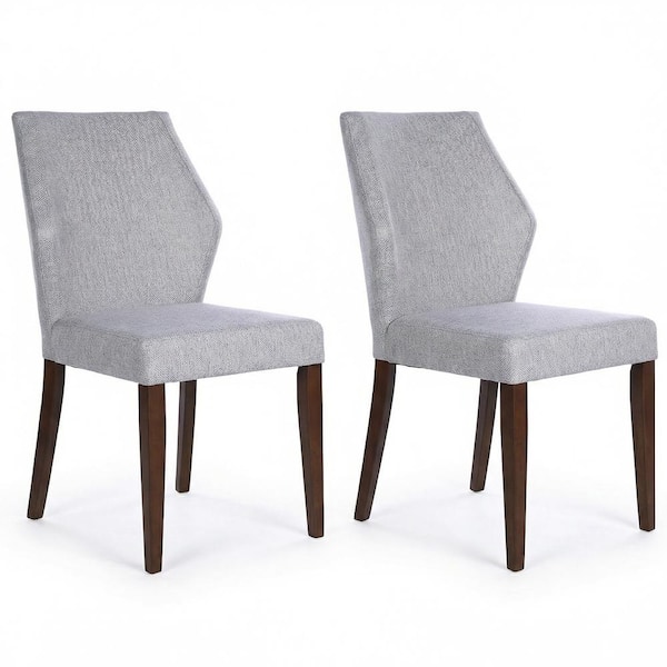 Lumina Light Gray Fabric Upholstered Modern Comfy Solid Wood Dining Side Chair Set of 2