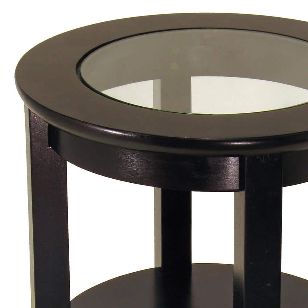 Genoa Espresso Glass Top End Table - thumbnail 3