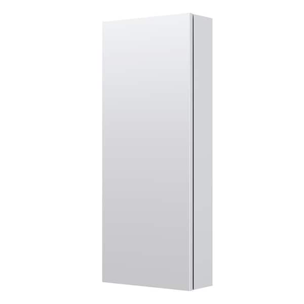 ROSA 12.1 in. W x 30 in. H Rectangular Aluminum Tri-View Medicine Cabinet with Mirror, Adjustable Shelves, Right Open