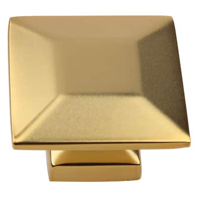 1.375 in. Brass Gold Square Cabinet Knobs (10-Pack)