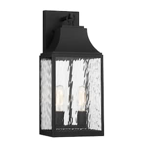 Blueberry Trail 2-Light Black Outdoor Line Voltage Wall Sconce with No Bulb Included