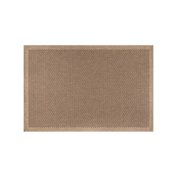 Easy Jute Dark Brown 2 ft. x 3 ft. Check Indoor Outdoor Area Rug