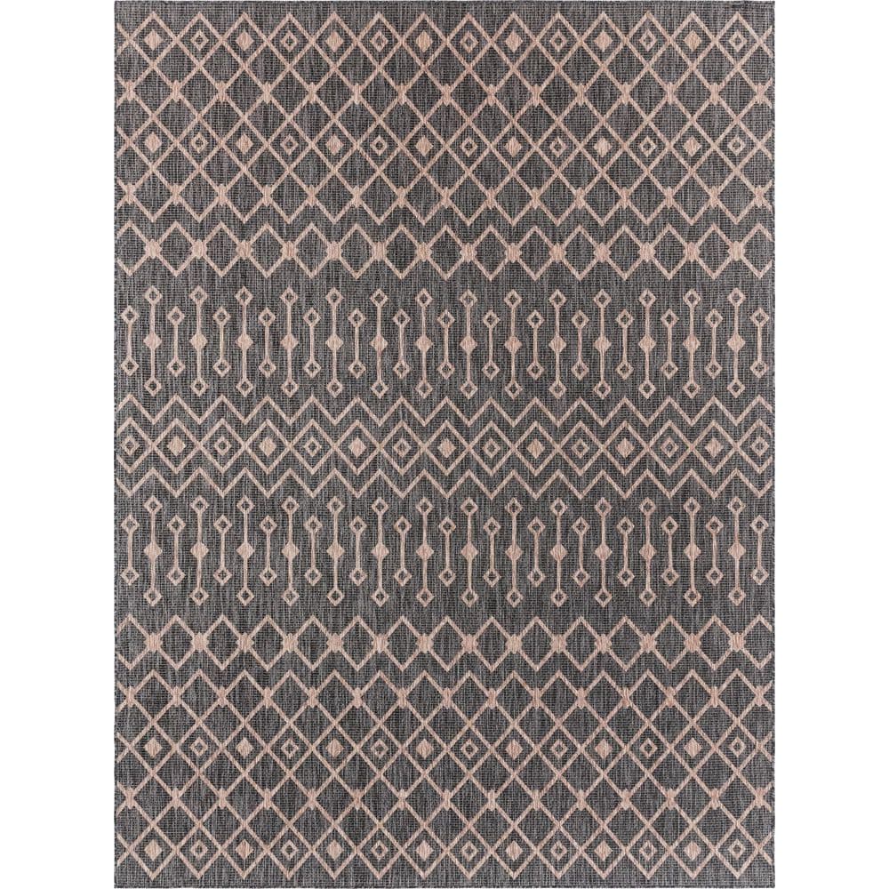 Charcoal/Gray Tribal Trellis Outdoor 9 ft. x 12 ft. Area Rug price history on PriceWatchPro