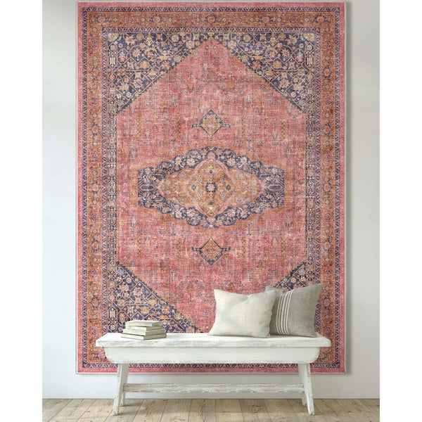 Pink 9 ft. 10 in. x 13 ft. Apollo San Marino Vintage Oriental Botanical Area Rug