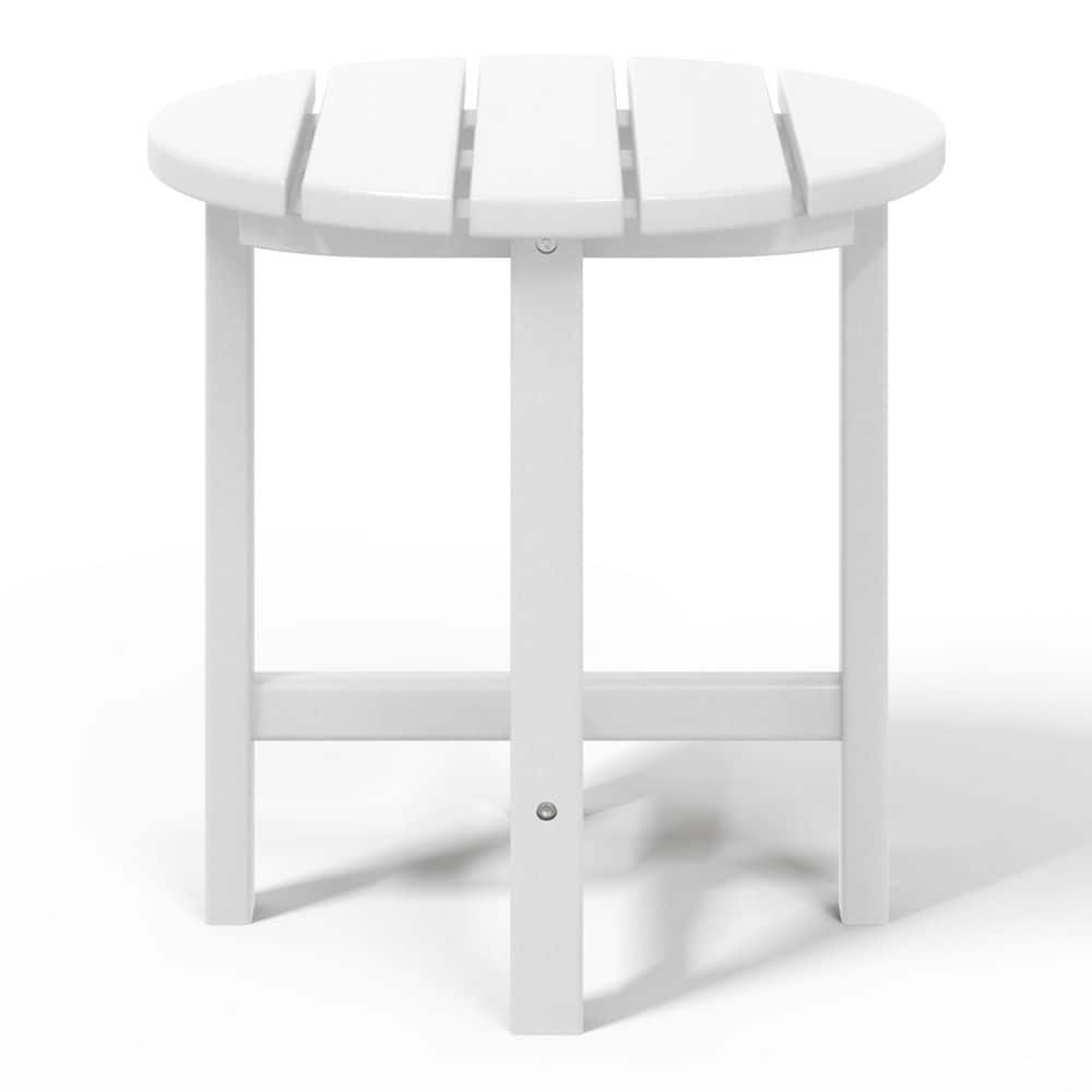 White 18" Round Polywood Outdoor Side Table