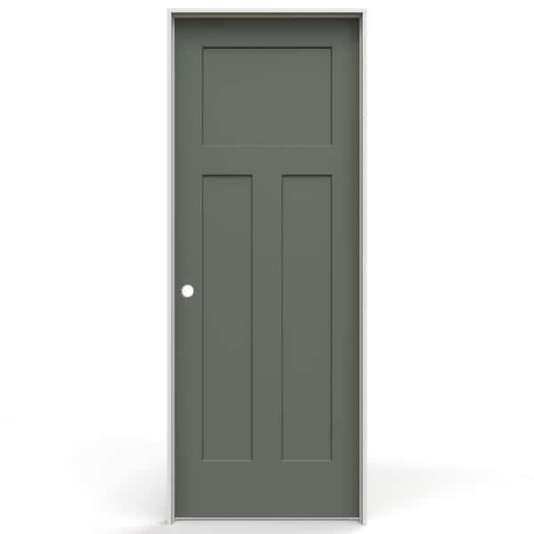 30 in. x 80 in. Craftsman 3 Panel Right-Handed Solid Core Renew Green Molded Composite Single Prehung Interior Door