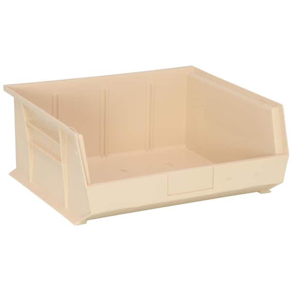 QUANTUM STORAGE SYSTEMS Ultra Series Stack and Hang 8.9 Gal. Storage Bin in Ivory (6-Pack)
