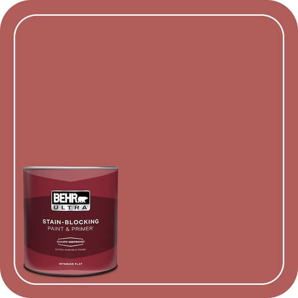 BEHR ULTRA 1 qt. #160D-6 Pottery Red Extra Durable Flat Interior Paint & Primer