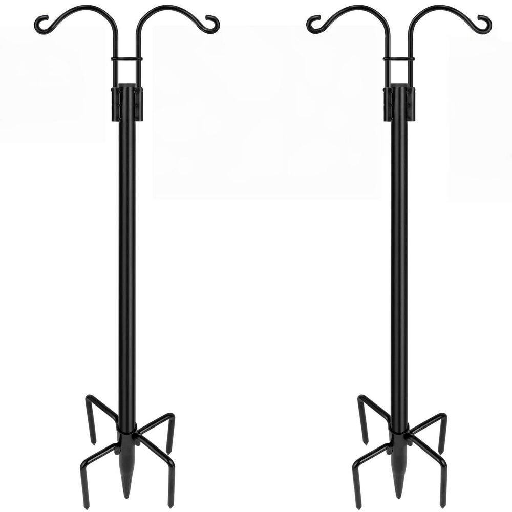 2-Pack 108 in. Metal Double Shepherds Hooks, Plant Hanger Stand, Bird Feeder Stand, Garden Pole with 5 Base Prongs price history on PriceWatchPro
