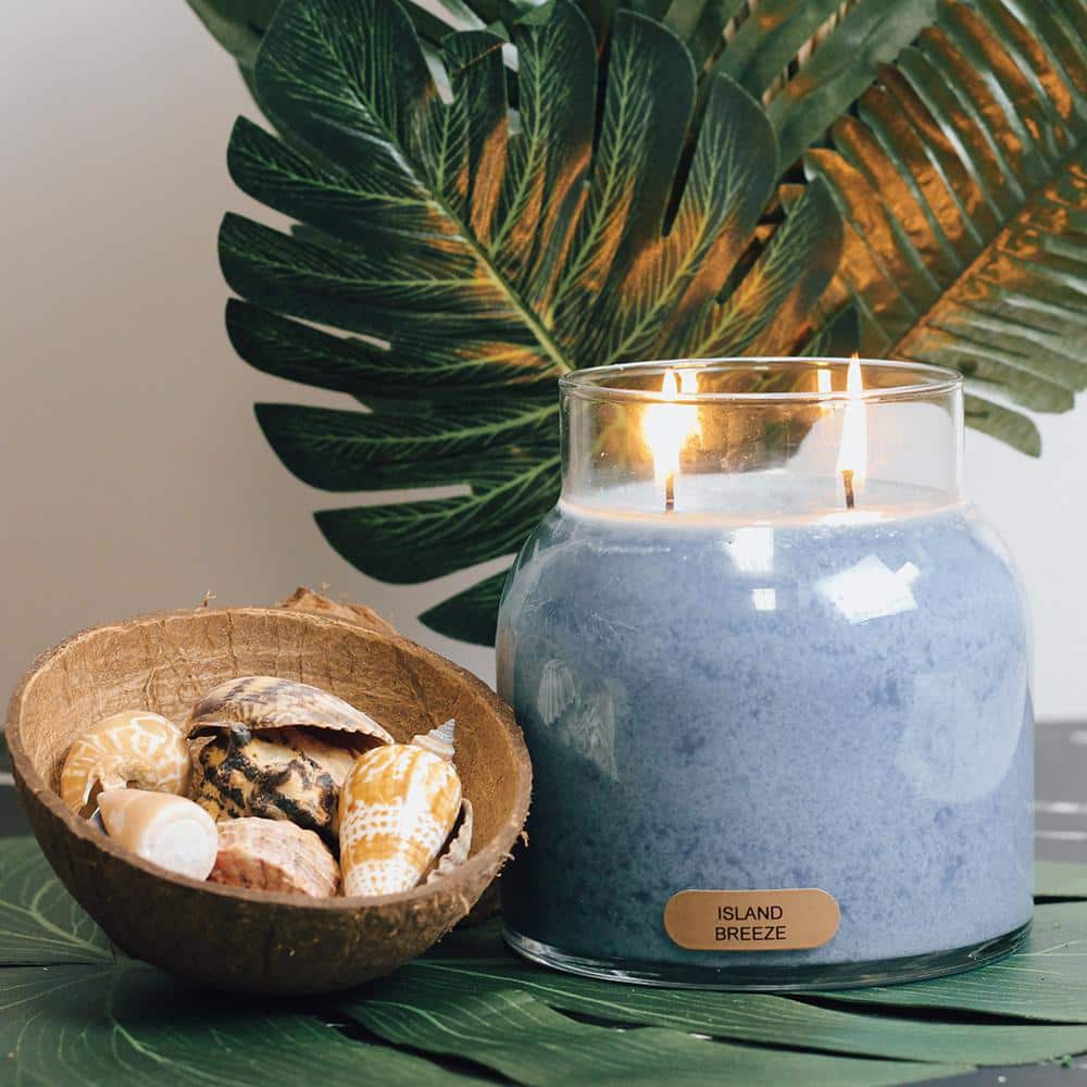 Island Breeze Blue Scented Jar Candle with Black Lid