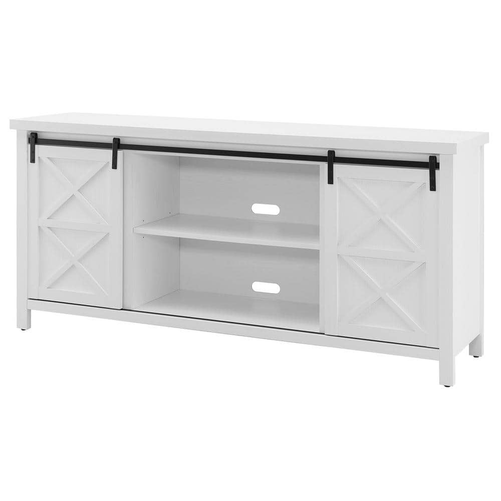 Elmwood White MDF TV Stand with Cabinet, 68"