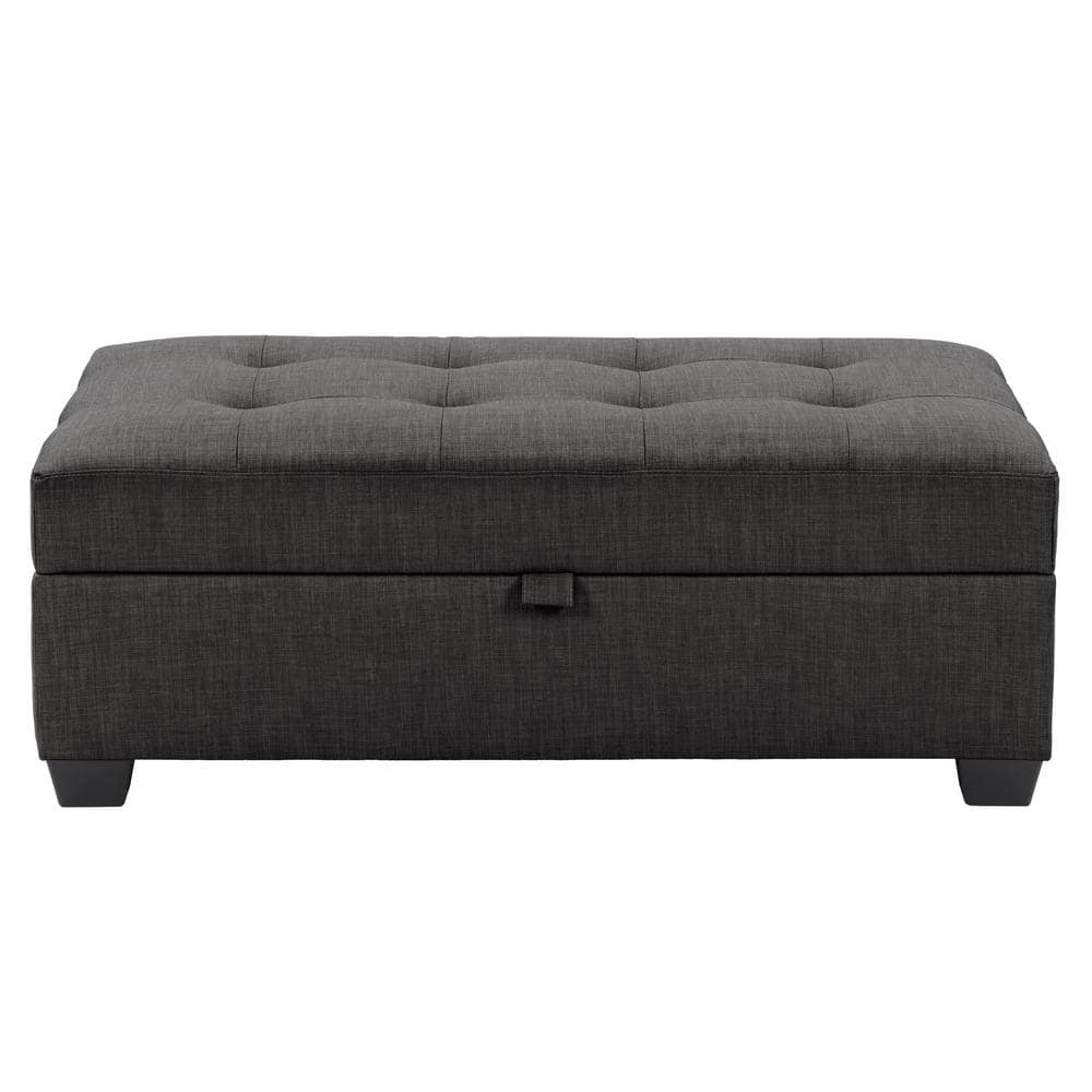 CorLiving Antonio Dark Grey Fabric Storage Ottoman LAD-104-O - The Home ...
