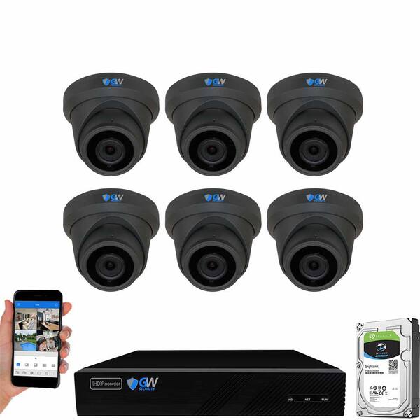 GW Security 8-Channel 8MP 2TB NVR Security Camera System 6 Wired Turret Cameras 2.8mm Fixed Lens Human/Vehicle Detection Mic