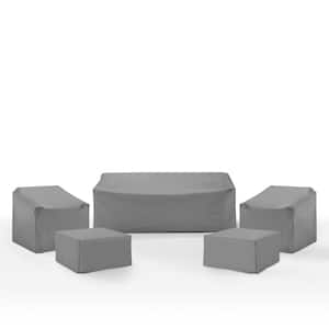 5-Piece Gray Outdoor Furniture Cover Set