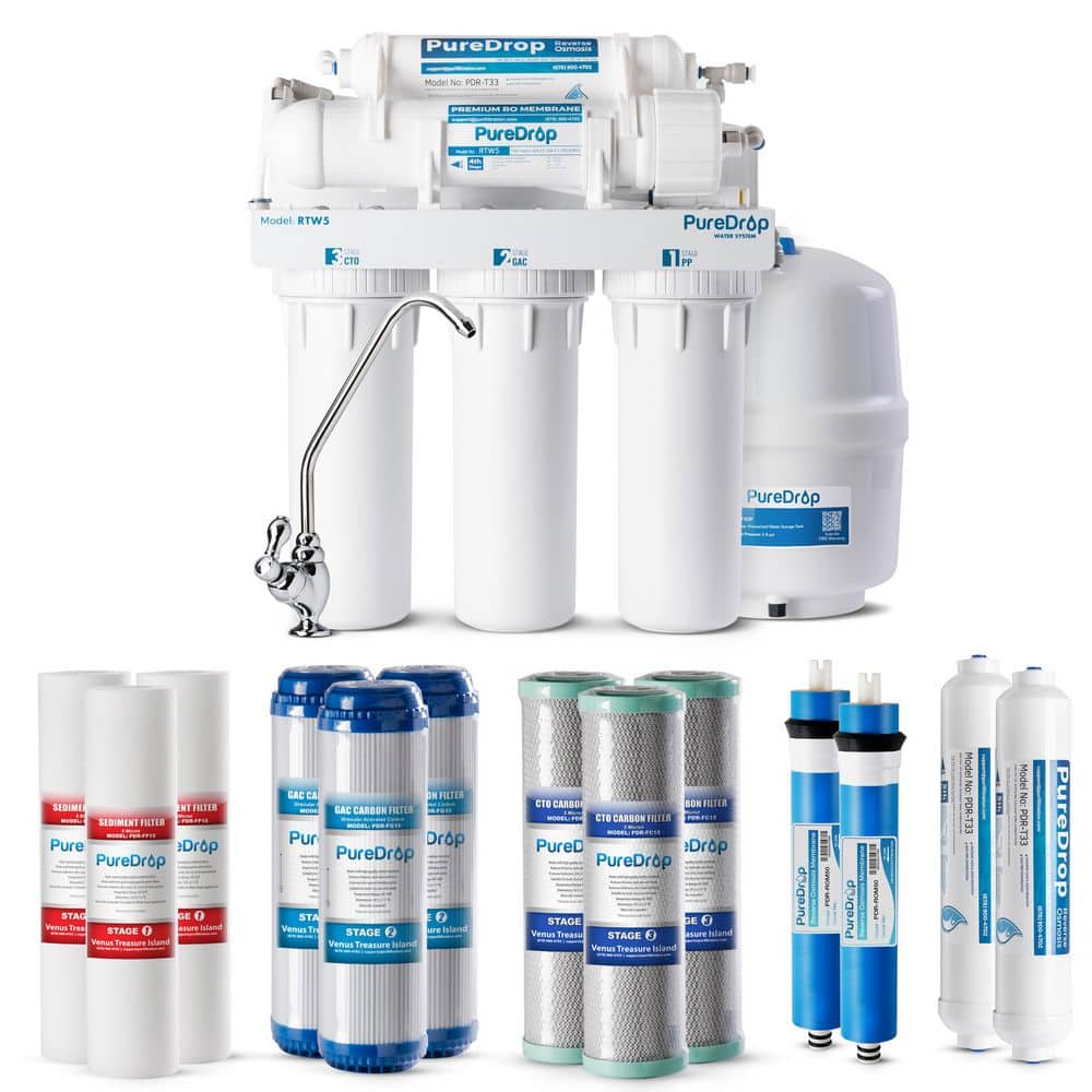5-Stage Reverse Osmosis System with Extra Filter Set Reduces PFAS Fluoride Arsenic Chloramine Lead Chlorine price history on PriceWatchPro